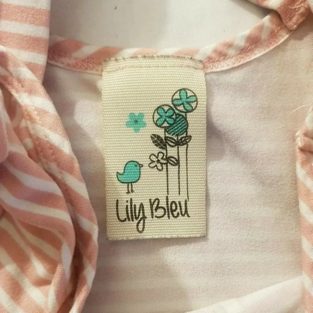 Lily Bleu Girls Shirt Blouse Multicolored  Stripes Size Large Size 14 Tied front